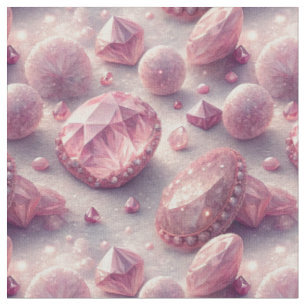 Tela Patrón de piedras preciosas rosadas y cristales de