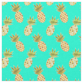 Tela Patrón de piña de color acuático de verano tropica