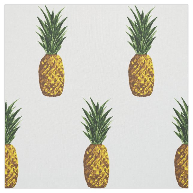 Tela Patrón de piña tropical blanco (Retal)