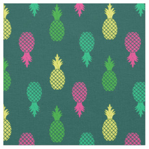 Tela Patrón de piña tropical colorido y lindo
