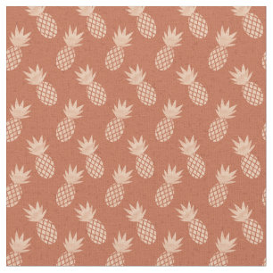 Tela Patrón de piña tropical de terracota y piña