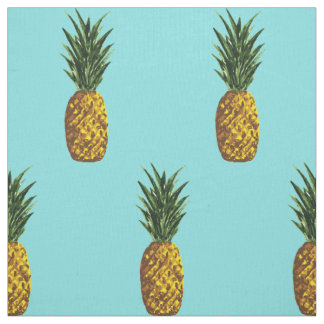 Tela Patrón de piña tropical Turquesa