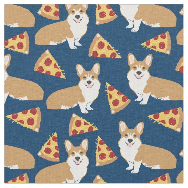 Tela Patrón de pizza de perro Corgi (De cerca)