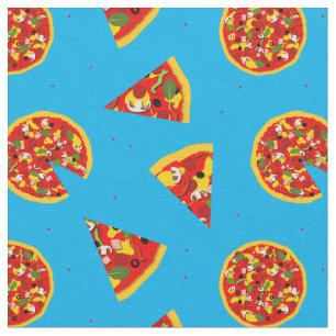 Tela Patrón de pizza en azul