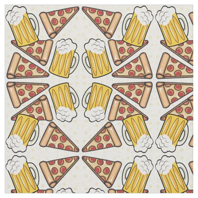 Tela Patrón de pizza y cerveza (De cerca)