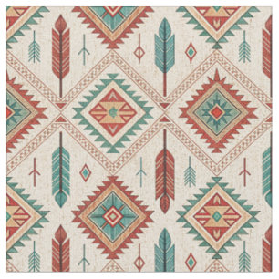 Tela Patrón de plumas boho tribales nativas del suroest