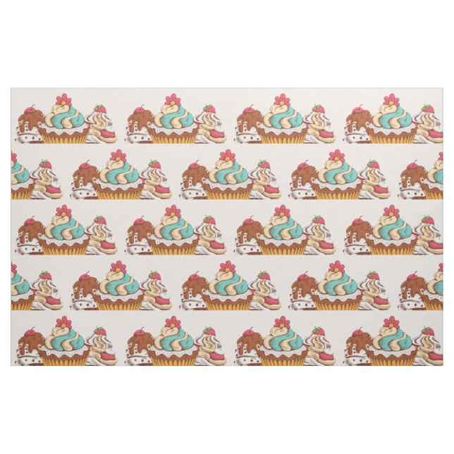 Tela Patrón de postre dulce estilo retro ("Cuarto gordo" (fat quarter))