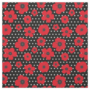 Tela Patrón de puntos de la paleta roja y la polka