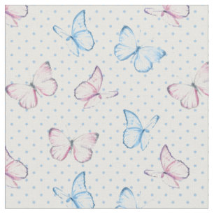 Tela patrón de puntos de polika de mariposa de acuarela