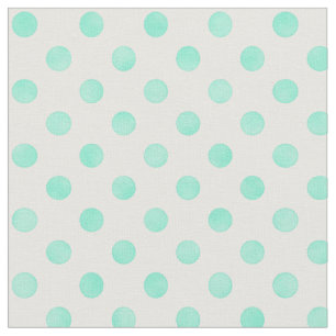 Tela Patrón de puntos de polka blanco de menta de color