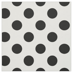 Tela Patrón de puntos de polka blanco negro