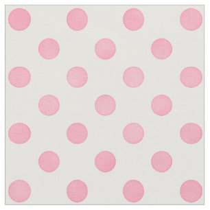 Tela Patrón de puntos de polka blanco rosa pastel retr