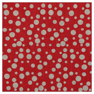 Tela Patrón de puntos de polka rojo y blanco