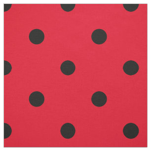 Tela Patrón de puntos de polka rojo y negro