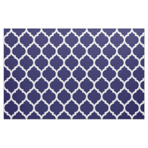 Tela Patrón de quatrefoil azul de la marina vibrante ma