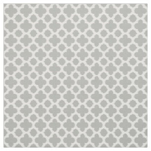Tela Patrón de quatrefoil de Ikat blanco y gris beige