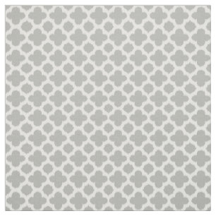Tela Patrón de quatrefoil de imitación blanco gris be