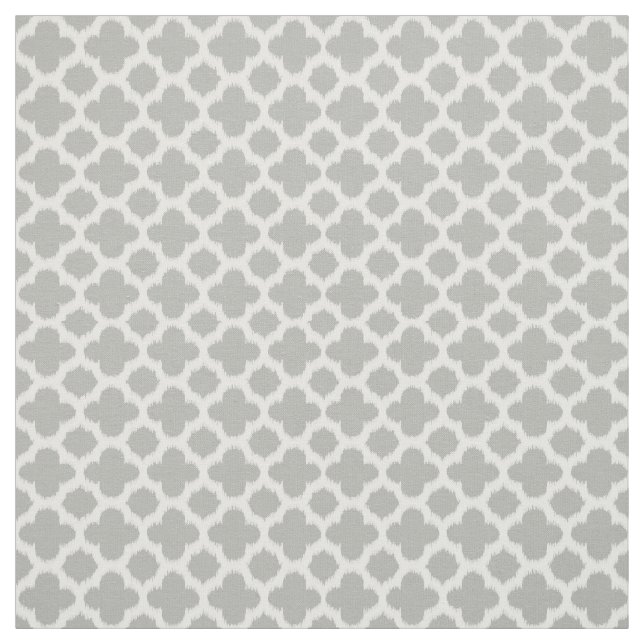 Tela Patrón de quatrefoil de imitación blanco gris beig (Retal)