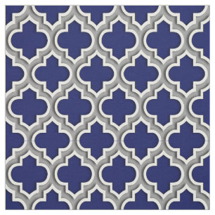 Tela Patrón de quatrefoil marroquí gris oscuro de la 