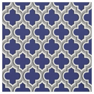 Tela Patrón de quatrefoil marroquí gris oscuro de la Ma