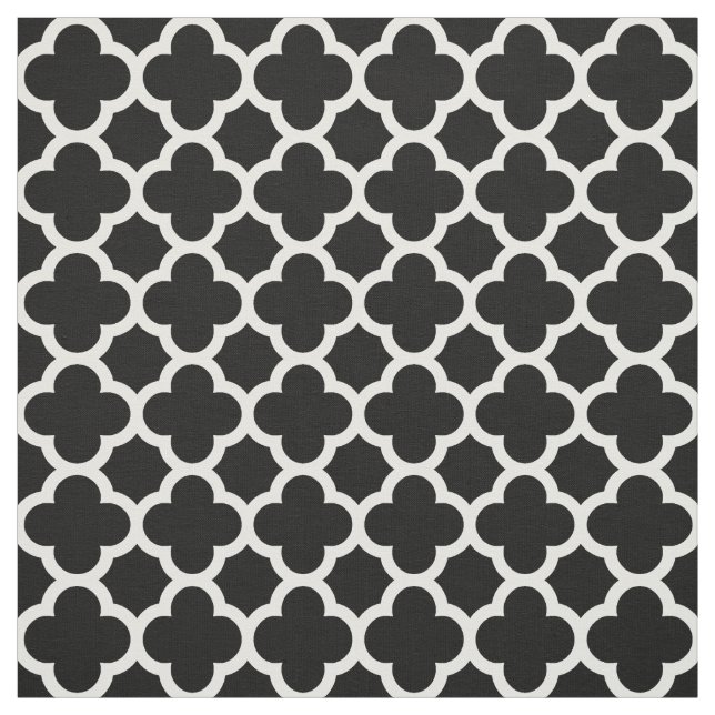 Tela Patrón de Quatrefoil Trellis de Moda Retro Negro d (Retal)