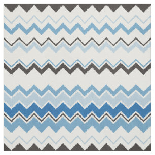 Tela Patrón de quevron de ikat blanco y azul blanco