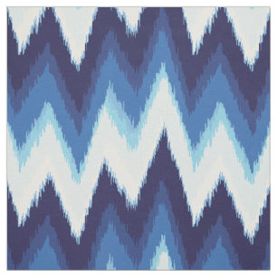 Tela patrón de quevron tribal de ikat azul y blanco de