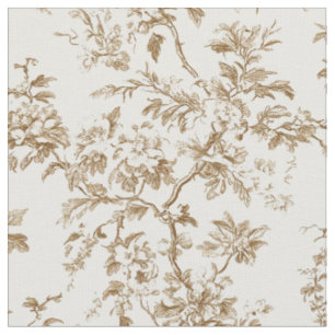 Tela Patrón de rama botánica beige