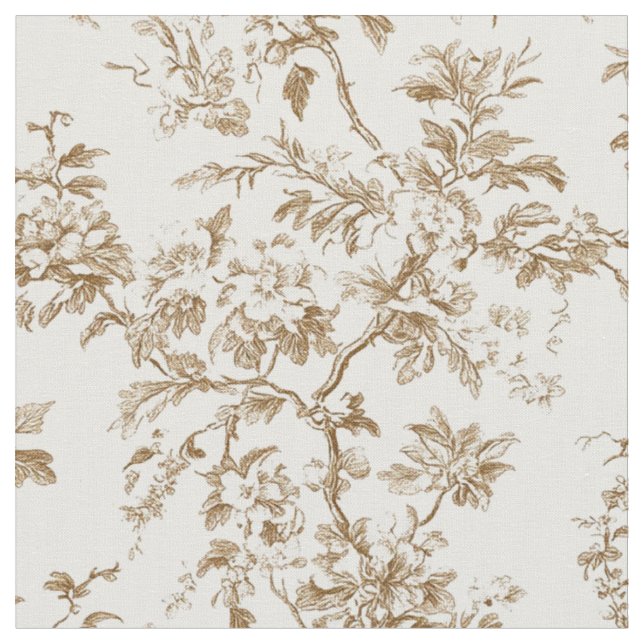 Tela Patrón de rama botánica beige (De cerca)