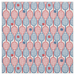 Tela Patrón de raquetas de tenis azules y rojas