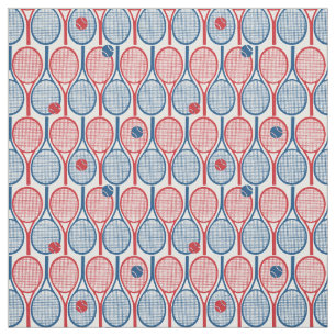 Tela Patrón de raquetas de tenis azules y rojas