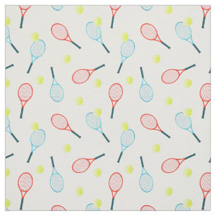 Tela Patrón de raquetas de tenis y bolas