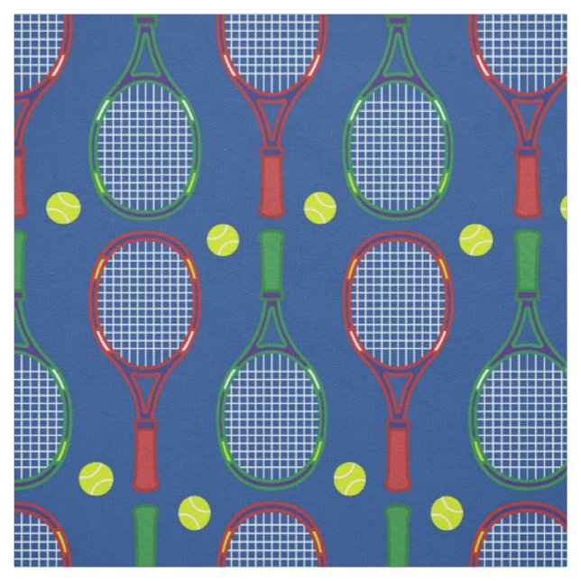 Tela Patrón de raquetas y bolas de tenis (Retal)