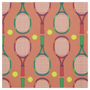 Tela Patrón de raquetas y bolas de tenis