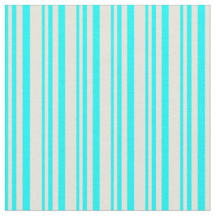 Tela Patrón de rayas de Aqua y Beige