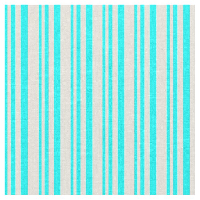 Tela Patrón de rayas de Aqua y Beige (De cerca)