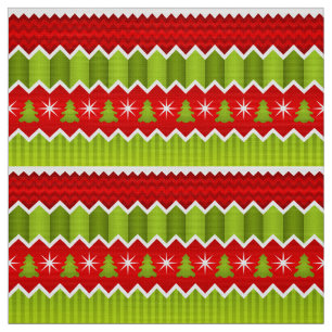 Tela Patrón de rayas de chevron rojo y verde de Navidad