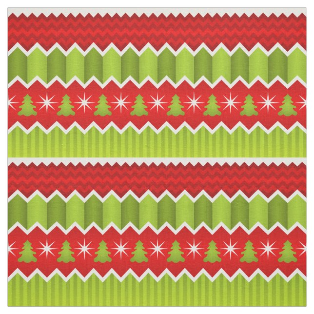 Tela Patrón De Rayas De Chevron Rojo Y Verde navidad (Retal)