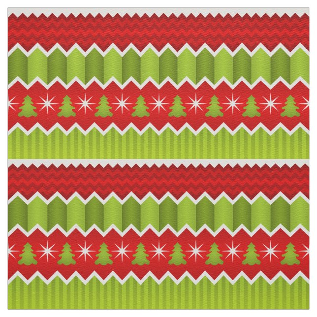 Tela Patrón De Rayas De Chevron Rojo Y Verde navidad (Retal)