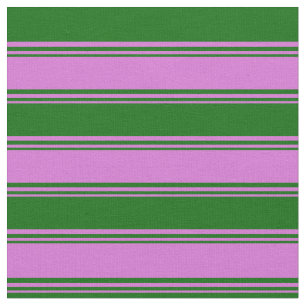 Tela Patrón de rayas de color verde oscuro y orquídea