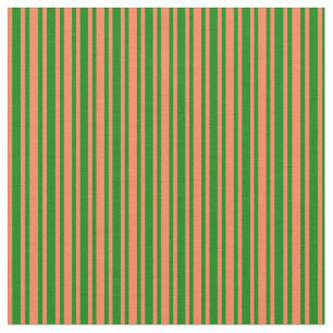 Tela Patrón de rayas de color verde y coral