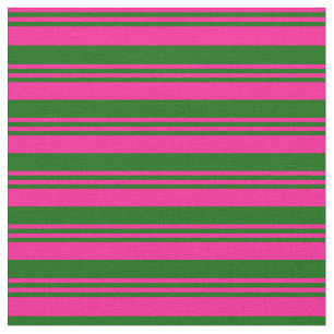 Tela Patrón de rayas/líneas rosadas y verdes oscuras
