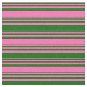Tela Patrón de rayas/líneas verdes oscuras y rosadas ca