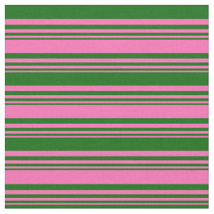 Tela Patrón de rayas/líneas verdes oscuras y rosadas ca