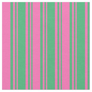 Tela Patrón de rayas/líneas verdes y rosadas calientes