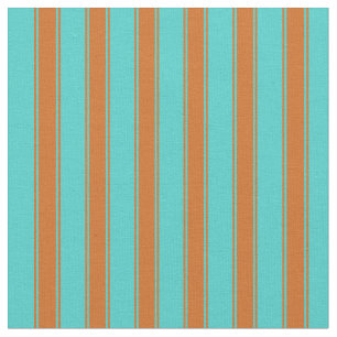 Tela Patrón de rayas/lino turquesa y chocolate