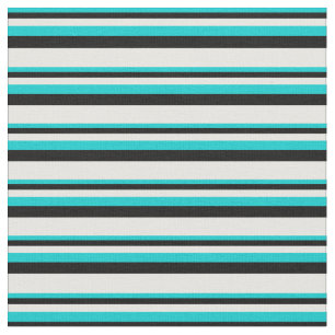 Tela Patrón de rayas oscuras, turquesa, negra y blanca