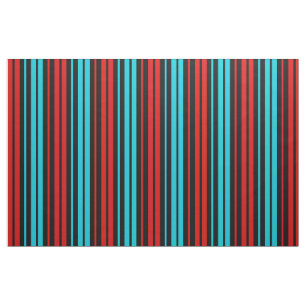Tela Patrón de rayas rojas y azules negras