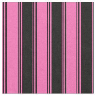 Tela Patrón de rayas rosadas y negras calientes