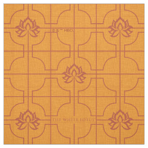 Tela Patrón de rejilla Golden Lotus - El Lotus blanco